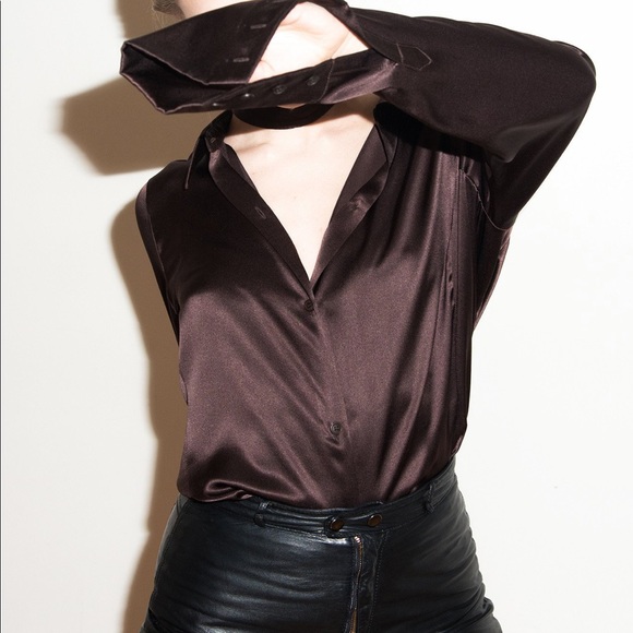 Orseund Iris Chocolate Silk Blouse - Picture 3 of 7